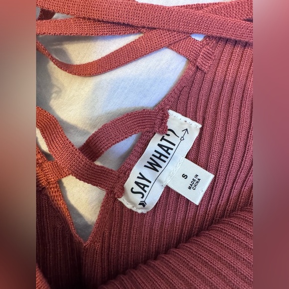 Say What? Stretchy Orange Long Sleeve, Sweater Dress - Picture 2 of 9